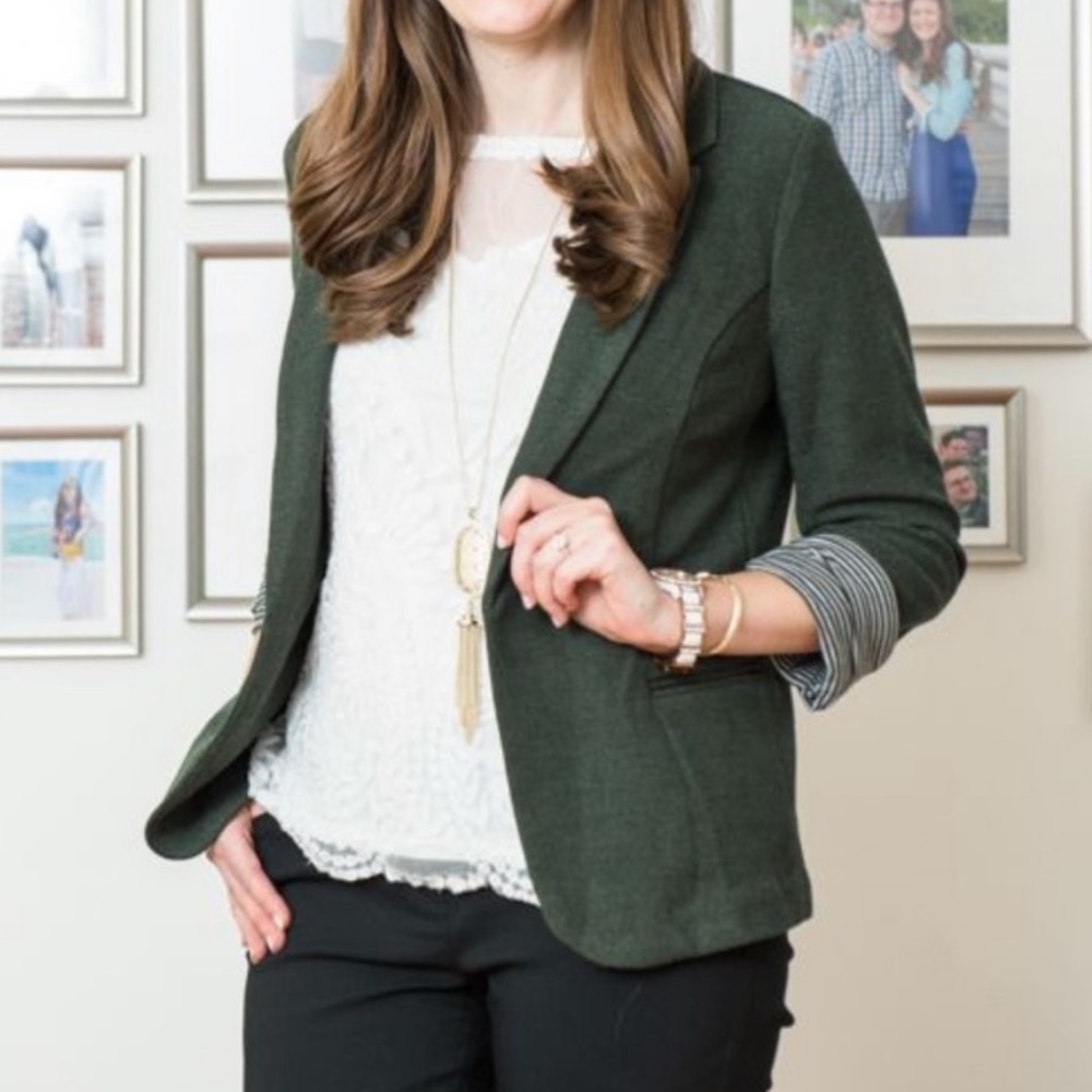 Skies Are Blue Green Asa Knit Blazer Size XL